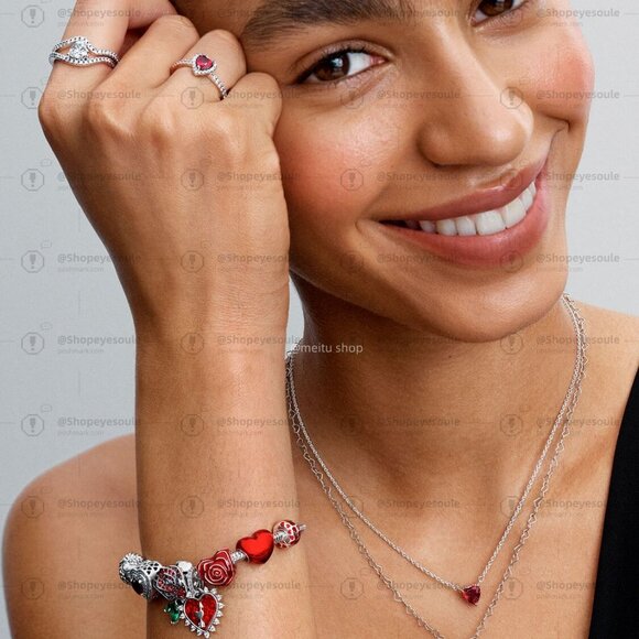 Pandora Opalescent Red Heart Dangle Charm - Picture 6 of 6